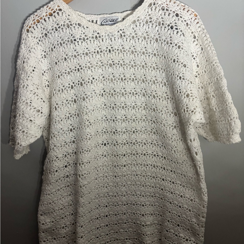 White Crochet Knit Top